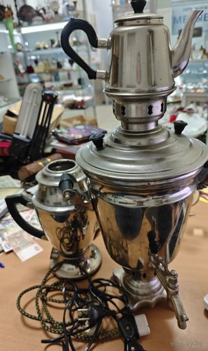 Люксовый самоварный набор. Мельхиор. Кольчугинский завод им Орджоникидзе 50е., Сомз. Состояние!