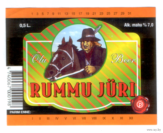 Этикетка пива Rummu juri Эстония Ф968
