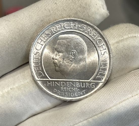 С рубля !! ярчайшие 3 марки 1929 гинденбург ! UNC!!! супер красивые пальцы вполне под грейд !