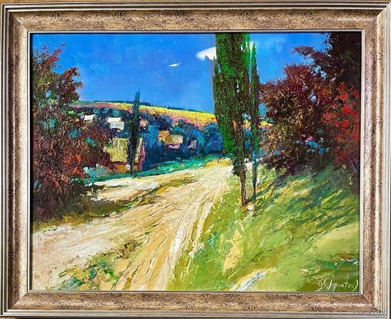Игнатенко С.Н;70/55см;"Через тополя",2020г. Х/М.