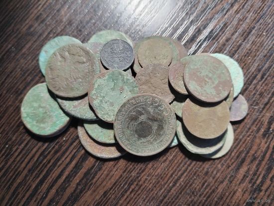 КАКАЛИКИ обыкновенные. Медь РИ, РСФСР. На панно, инсталляции или поделки.Монет:40+. Вес, более 200 гр. С РУБЛЯ.