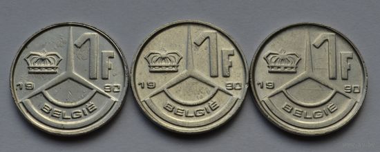 Бельгия 1 франк, 1990 г. Надпись на голландском. Осталась одна.