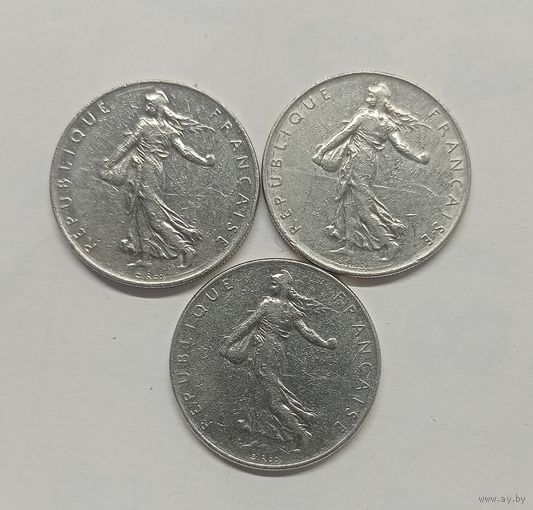 Франция 1 франк, 1975 г.1976 г.1977 год