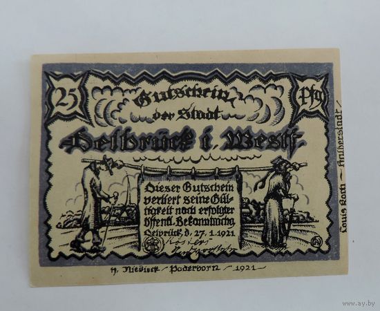 25 пфеннигов 1921г. (Нотгельды) Германия.