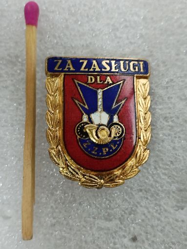 Знак-фрачник ПНР. За заслуги перед союзом польских солдат. Знак связиста. тяжёлый, накладной