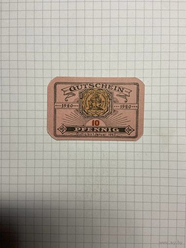 Нотгельд 10 пфеннигов 1921 год. -2712