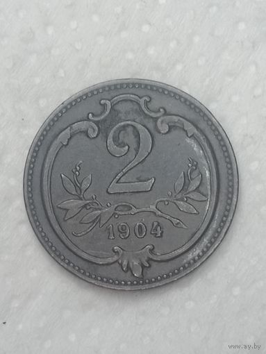 Австро - Венгрия  2 геллера 1904 года .