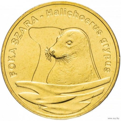 Польша 2 злотых, 2007 Длинномордый тюлень UNC