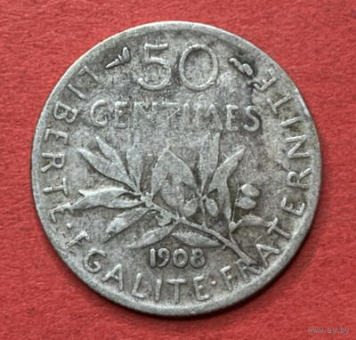 Франция, 50 сентимо 1908г., Серебро