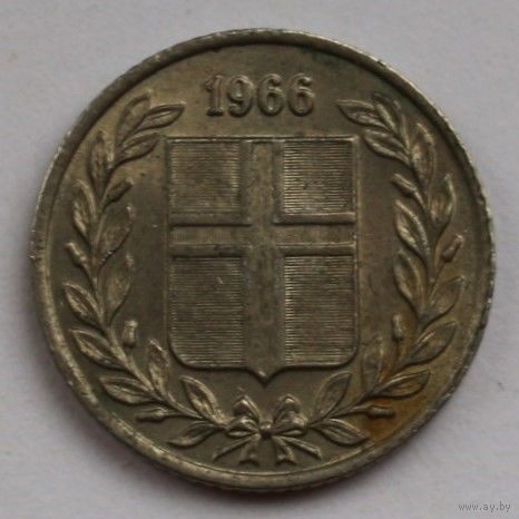 Исландия 25 эйре 1966 год, XF