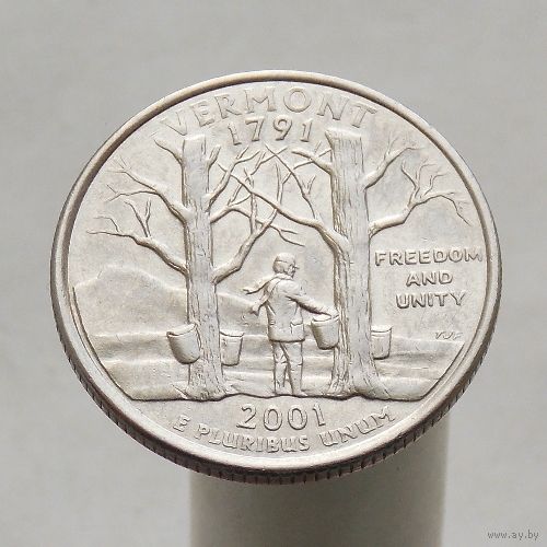 США 25 центов 2001 D Вермонт