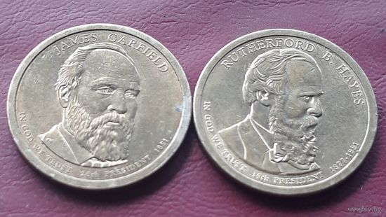 1 доллар 2011 D США  19й 20й президенты Резенфорд Б. Хьюз. Джеймс Гарфилд