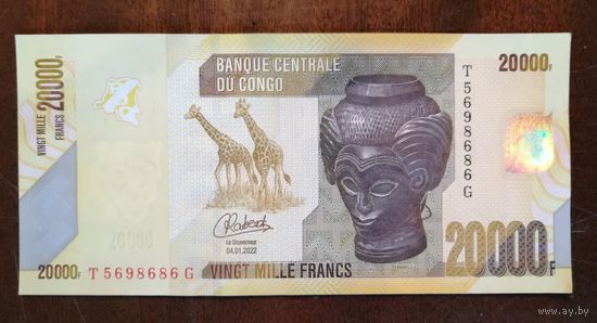 Конго ДР 20000 франков 2022 г., P:104