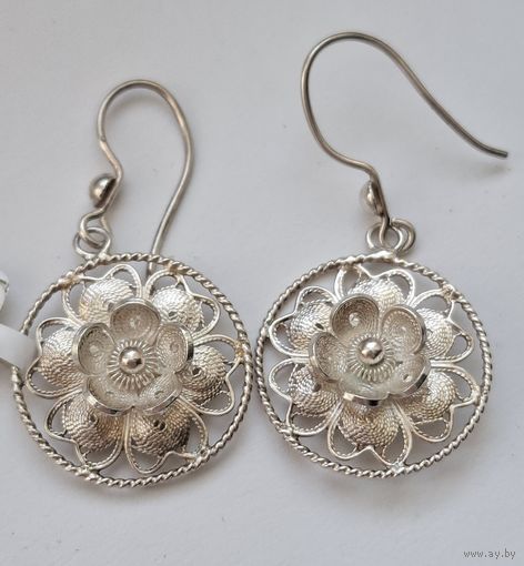 Серьги серебро 925. Филигрань. Не использованные