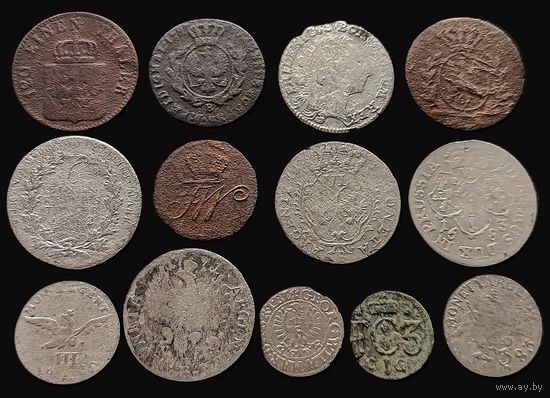 13 МОНЕТ ПРУССИИ (СЕРЕБРО, МЕДЬ)