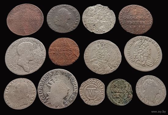 13 МОНЕТ ПРУССИИ (СЕРЕБРО, МЕДЬ)