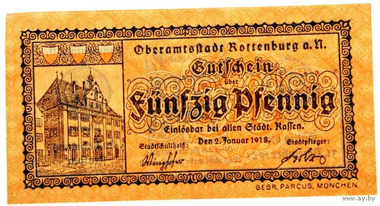 РАСПРОДАЖА!!! - ГЕРМАНИЯ РОТЕНБУРГ-над-ТАУБЕРОМ (БАВАРИЯ) 50 пфеннигов 1918 год "второй сюжет" - UNC!