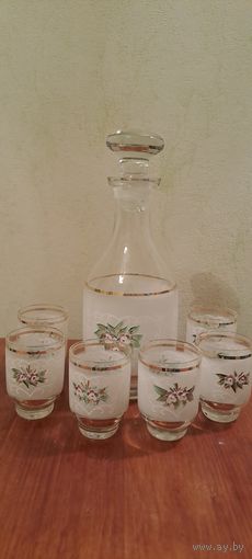Набор из шести рюмок и графина. Богемия.