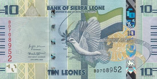Сьерра Леоне 10 леоне образца 2022 года UNC pw37