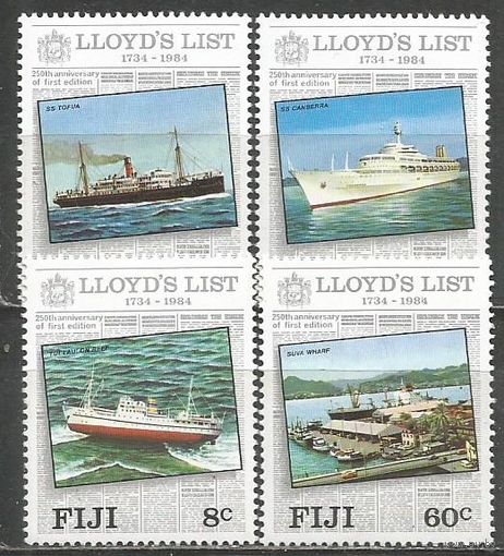 Фиджи. 250 лет списку Ллойда. 1984г. Mi#499-02. Серия.