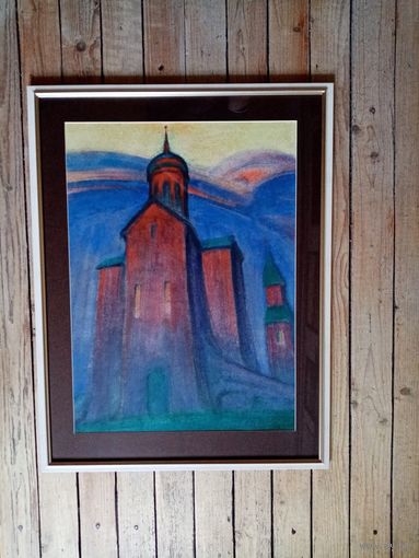 Ральцевич В.И. "Храм", 82х61см рама со стеклом, темпера