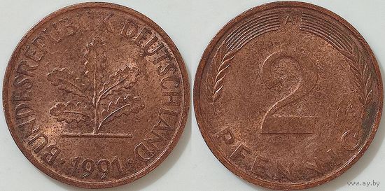 Германия 2 пфенинга 1991г. 01.040