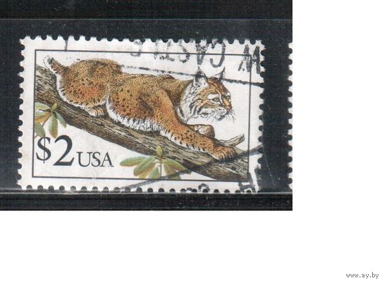 США-1990, (Мих.2092),   гаш. ,Стандарт, Фауна, Рысь  (одиночка),(2)