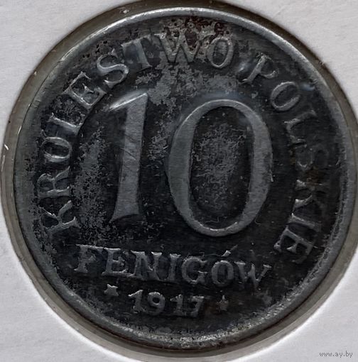 Польша 10 фенигов 1917 г. В холдере