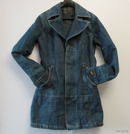 G-STAR RAW DENIM Джинсовый Плащ Парка Джинсовка Оригинал Металлические Пуговицы Манжеты Кожа Лейба