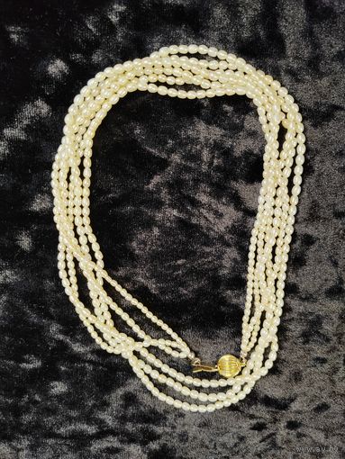 Винтажные бусы из натурального речного жемчуга. Состояние люкс!