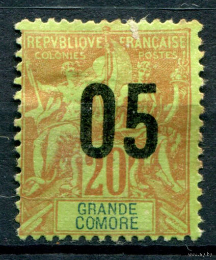 Французские колонии - Гранд-Комор (Мадагаскар) - 1912г. - аллегория, надпечатка 05 на 20 с - 1 марка - чистая, без клея [Mi 104]. #4-W1-123-A-1