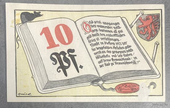 Нотгельд 10 пфеннигов 1921 год. Брауншвейг,. Веймарская республика