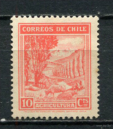 Чили - 1938/1940 - Сельский пейзаж 10C - (пятна на клее) - [Mi.233] - 1 марка. MNH.  (Лот 73Gs)-T41P16