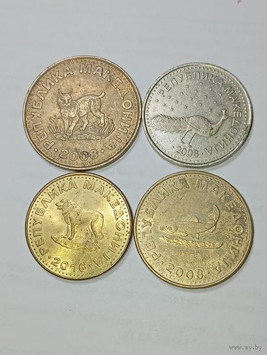 Македония 10 , 5 , 2 денара 2008 и 1 денар 2016 года .