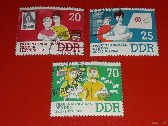Германия ГДР 1964 Конгресс женщин. Полная серия 3 марки