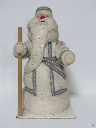 Ёлочная игрушка. "Дед Мороз". Большой. Вата. Папье-маше. БССР. Брестская ф-ка. Высота 36 см. Ретро СССР.