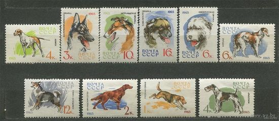 Собаки. 1965. Полная серия 10 марок. Чистые