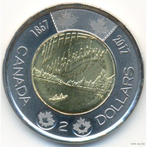 Канада 2 доллара, 2017 150 лет Конфедерации Канада - Полярное сияние