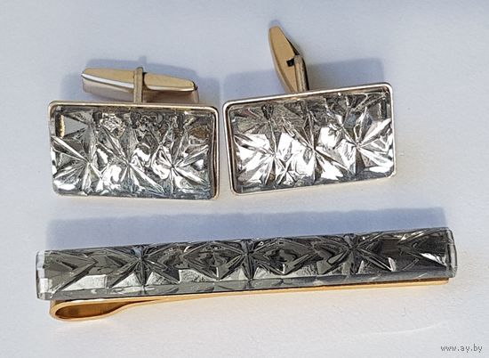 Запонки и зажим для галстука. СССР