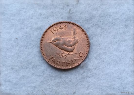 Werty71 Великобритания 1 фартинг 1943 Георг 6 Крапивник