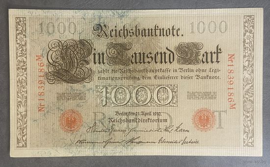 Банкнота 10000 марок 1910 год. Красная печать. Германская империя. НЕ БЫЛА В ОБОРОТЕ.