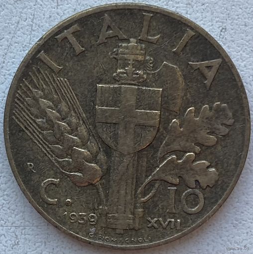 Италия 10 чентезимо 1939 г.