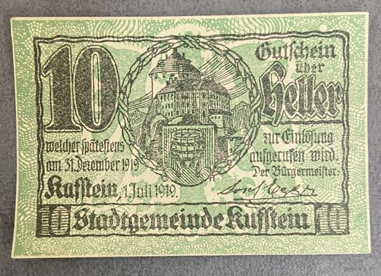Нотгельды Австрия Куфштайн 10 геллеров 1919 год