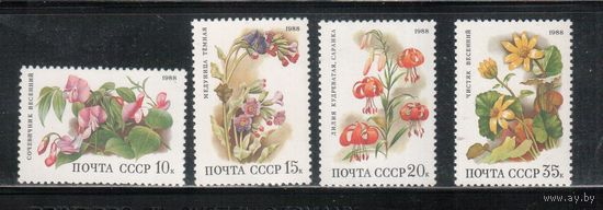 СССР-1988, (Заг.5900-5903)  ** , Флора, Цветы, 4 марки