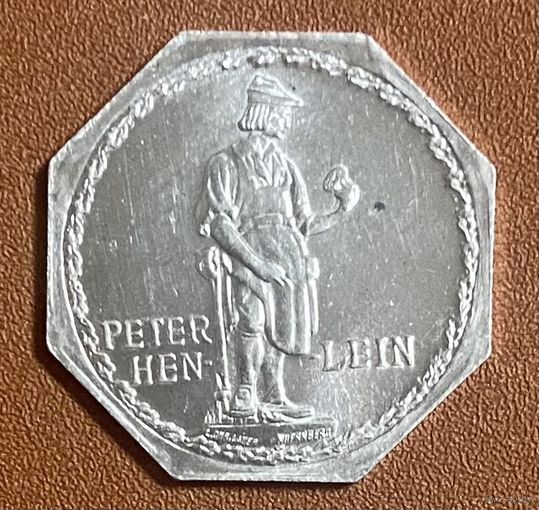 Германия Нюрнберг нотгельд 20 пфеннигов 1921 год. Петер Хенлейн трамвайный жетон