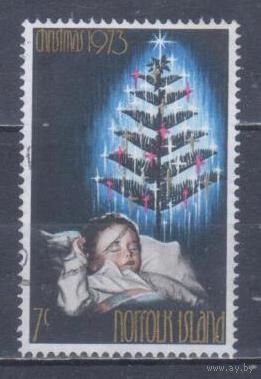 [1521] Норфолк 1973. Дети.Ребенок.Рождество. Гашеная марка.