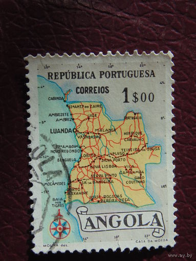 Португальская Ангола 1955 г. Карта.