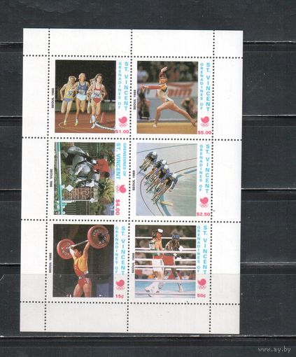 Сент-Винсент(Гренадины)-1988 , ** , Спорт, Велоспорт , Бокс, Лошади, ОИ-1988