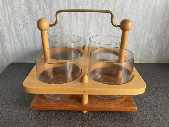 Набор коньячных бокалов СССР на подставке 4 шт