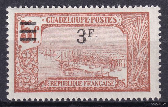 67.FrK. Франция. Колонии. Гваделупа. Местные мотивы. Надпечатка нового номинала. 1927 г. 3 Fr. Mi.#93.